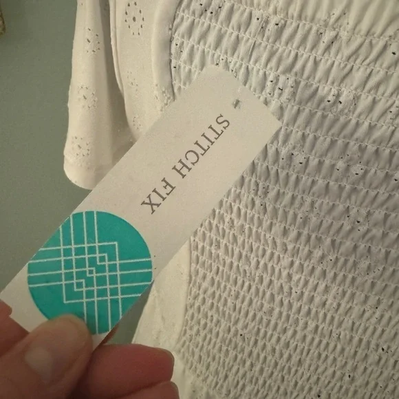 NWT Stitch Fix MARKET & SPRUCE white eyelet smocked back soft stretch dress 1X - Picture 7 of 9